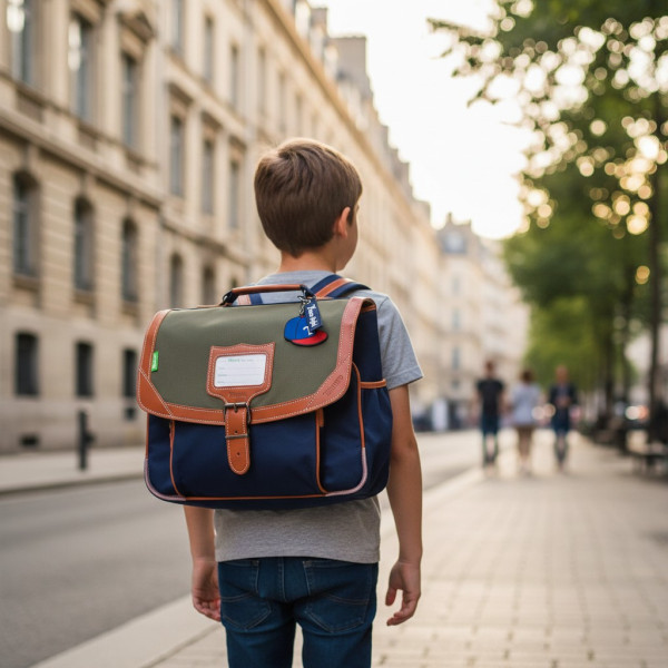 Cartable - Tann's - Bleu/Kaki - Maternelle - Primaire - 32x27x12cm - Axel