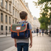 Cartable - Tann's - Bleu/Kaki - Maternelle - Primaire - 32x27x12cm - Axel