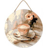 photo-Diamond painting - Support disque en bois - Modèle café du matin - 30cm diamètre - Figured'Art