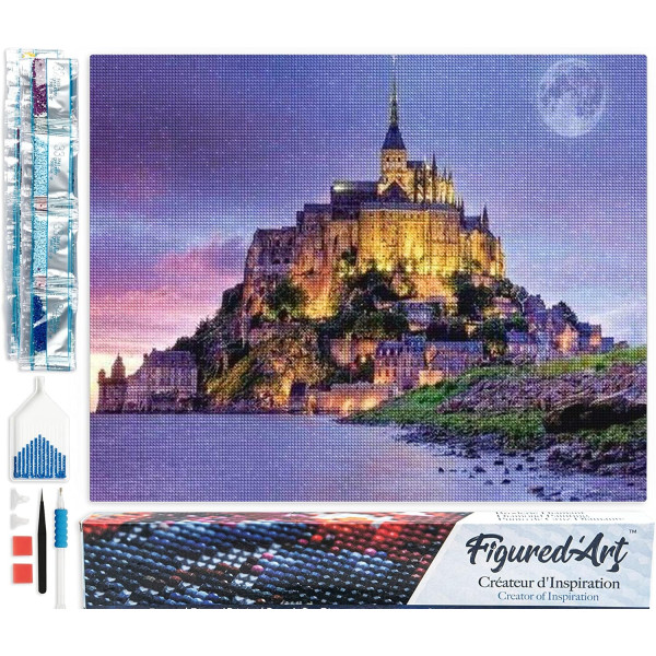 photo-Diamond painting - Support toile - Modèle Mont Saint Michel - 40x50cm - Figured'Art