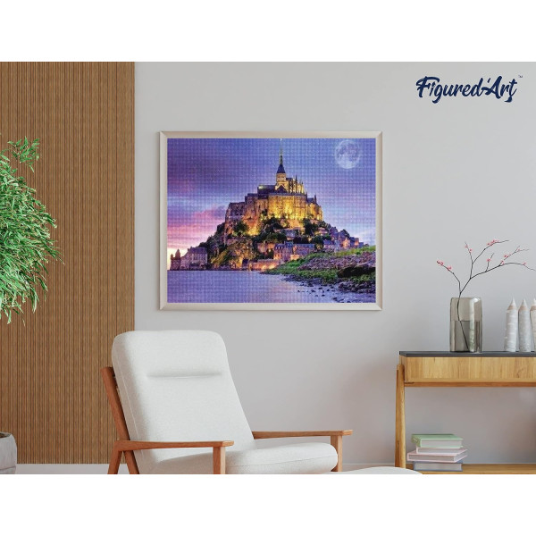 Diamond painting - Support toile - Modèle Mont Saint Michel - 40x50cm - Figured'Art