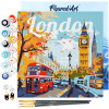 photo-Peinture par numéro - Affiche Londres - 20x20cm - Toile tendue + pinceaux + peinture - Intermédiaire - Figured'Art