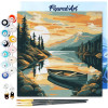 photo-Peinture par numéro - Lac et montagne - 20x20cm - Toile tendue + pinceaux + peinture - Intermédiaire - Figured'Art