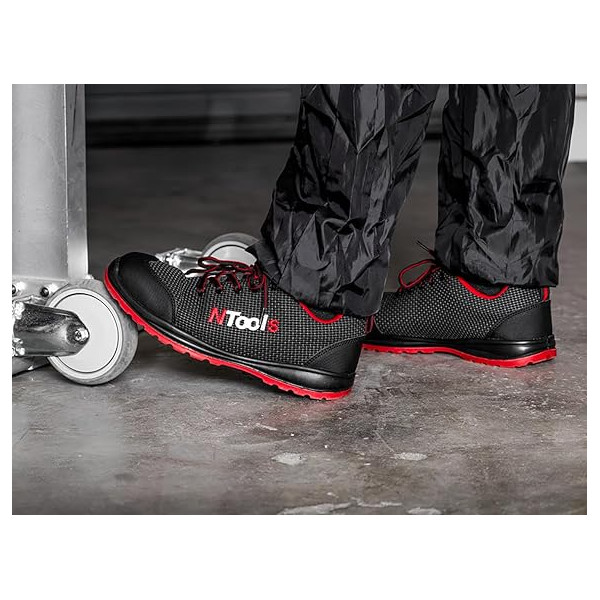 Chaussures de sécurité - Taille 42 - Noir/Rouge - Norme EN ISO 20345 - Légères - Confortables