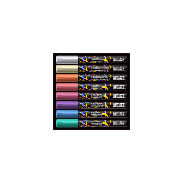 Marqueurs - Peinture acrylique - Couleurs métalliques - Pointe ronde 2mm - Lot de 8 - Liquitex
