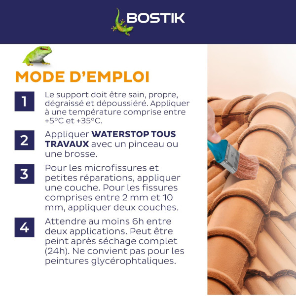 Peinture d'étanchéité - Noir - Toiture, gouttières et murs - Résiste aux UV + intempéries - Bostik