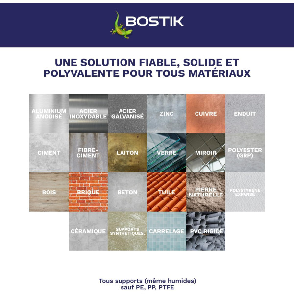 Colle - Mastic - Joint - Transparent - Multi-supports - Intérieur - Sans solvants - Bostik