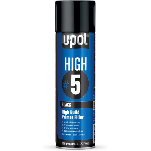 photo-Apprêt - Mastic - Noir - Carrosserie - Facile à poncer - Durcissement rapide - UPOL - 450ml
