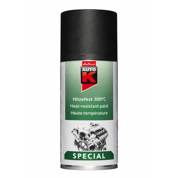 photo-Bombe de peinture - Noir - Haute température 300°C - Moteur, échappement - Auto-K - 150ml