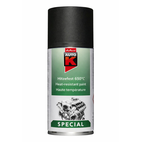 photo-Bombe de peinture - Noir - Haute température 650°C - Moteur, échappement - Auto-K - 150ml