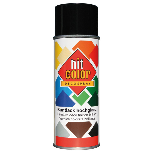 PHOTO-Bombe de peinture - Noir profond - RAL 9005 - Brillant - Décoration - Tous supports - Hit Color - 400ml