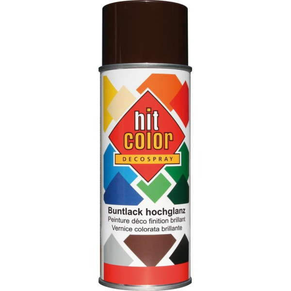 photo-Bombe de peinture - Chocolat - RAL 8017 - Brillant - Décoration - Tous supports - Hit Color - 400ml