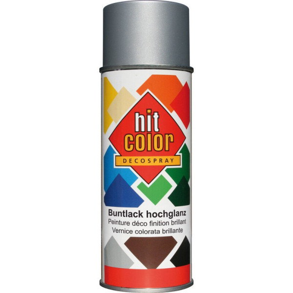 photo-Bombe de peinture - Blanc aluminium - RAL 9006 - Brillant - Décoration - Tous supports - Hit Color - 400ml