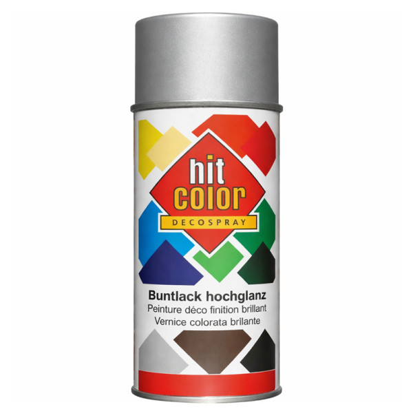 photo-Bombe de peinture - Gris argent - RAL 7001 - Brillant - Décoration - Tous supports - Hit Color - 400ml