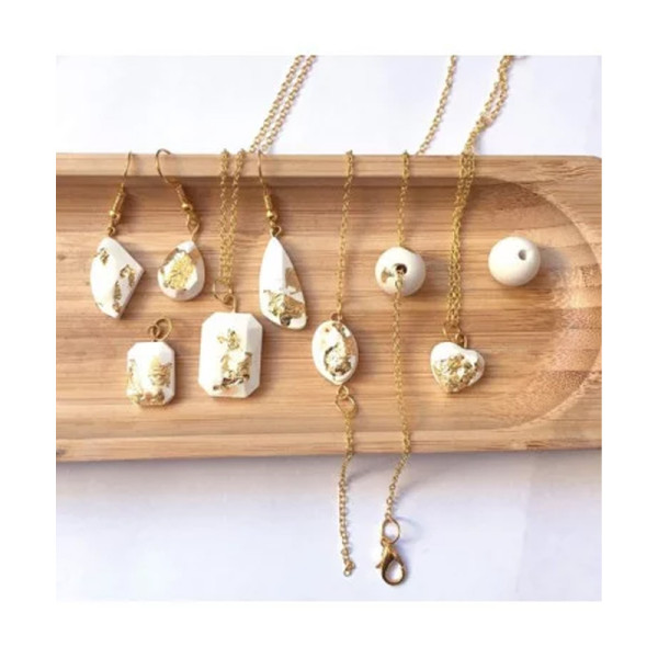 Jeu créatif - Bijoux à créer - Colliers et pendentifs ciment et feuilles d'or - Dès 10 ans - Loisirs créatifs