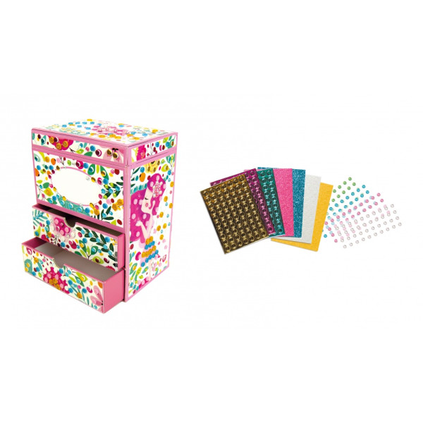 Jeu créatif - Coffret à bijoux à décorer - Strass colorés - Dès 5 ans - Loisirs créatifs