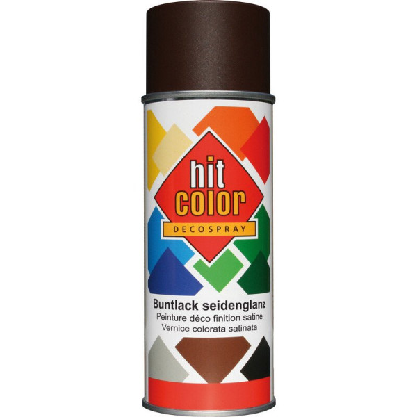 photo-Bombe de peinture - Chocolat - RAL8017 - Satiné - Décoration - Tous supports - Hit Color - 400ml