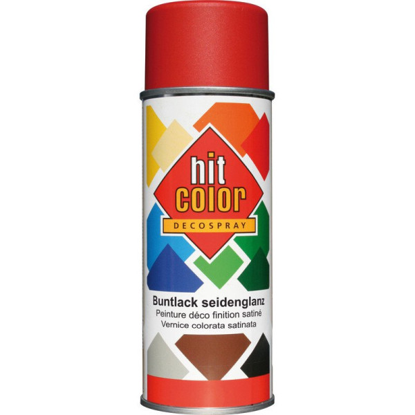 photo-Bombe de peinture - Rouge feu - RAL3000 - Satiné - Décoration - Tous supports - Hit Color - 400ml