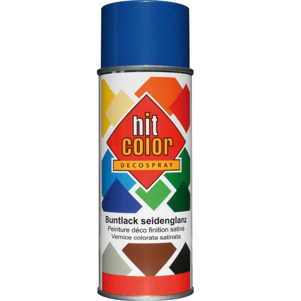 photo-Bombe de peinture - Bleu gentiane - Satiné - Décoration - Tous supports - Hit Color - 400ml