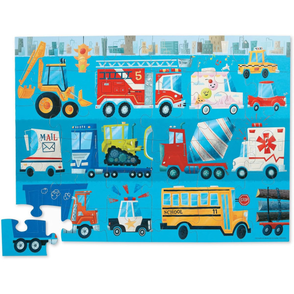 photo-Puzzle - 36 pièces - Les véhicules - Dès 3 ans - Camion - Pompier - Crocodile Creek