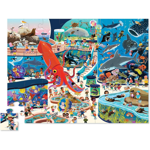 photo-Puzzle - 48 pièces - Une journée à l'aquarium - Dès 4 ans - Animaux marins - Crocodile Creek