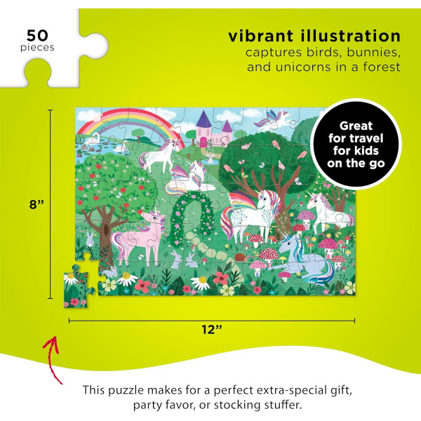 Puzzle - 50 pièces - Rêve de licornes - Dès 4 ans - Boîte en métal - Crocodile Creek