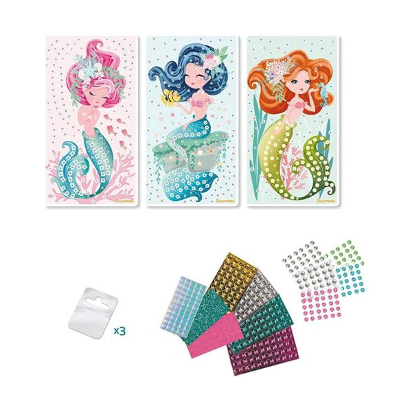Jeu créatif - Mosaïques à coller - 3 tableaux sirènes - Dès 5 ans - Loisirs créatifs