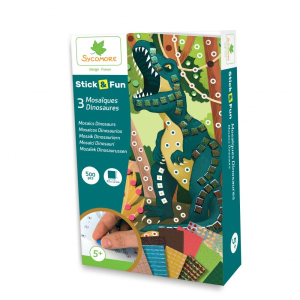 photo-Jeu créatif - Mosaïques à coller - 3 tableaux dinosaures - Dès 5 ans - Loisirs créatifs