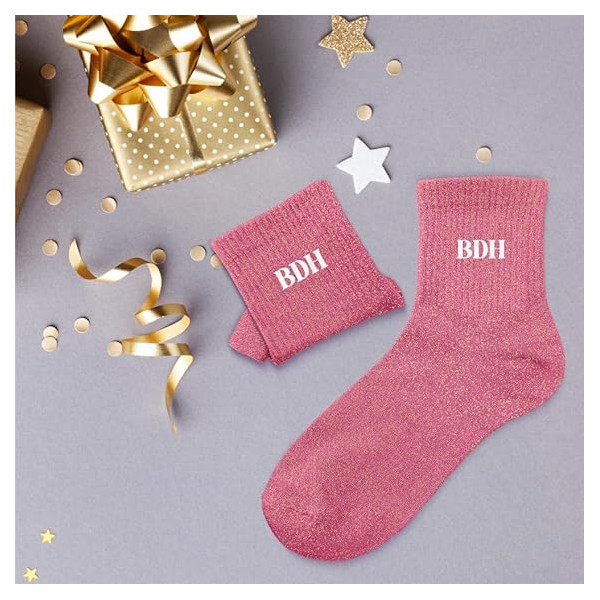 Chaussettes - Femme - Rose avec paillettes - BDH - Taille 36/42 - Humour - Cadeau