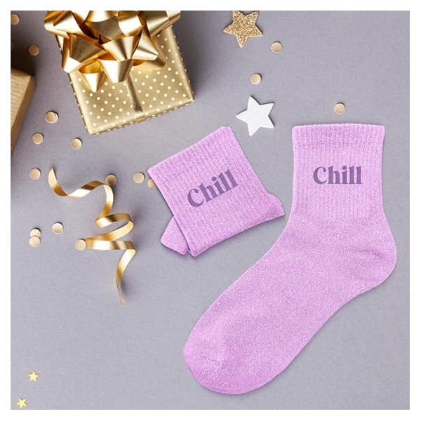 Chaussettes - Femme - Rose avec paillettes - Chill - Taille 36/42 - Humour - Cadeau