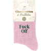 photo-Chaussettes - Femme - Rose avec paillettes - Fuck off - Taille 36/42 - Humour - Cadeau