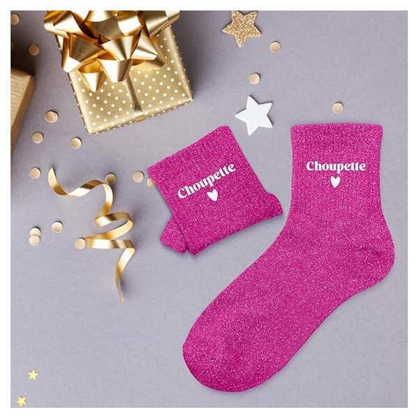 Chaussettes - Femme - Rose avec paillettes - Choupette - Taille 36/42 - Humour - Cadeau