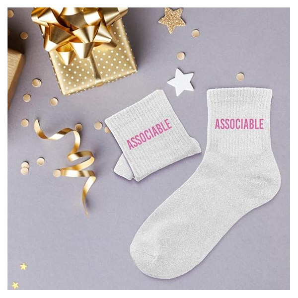 Chaussettes - Femme - Gris avec paillettes - Associable - Taille 36/42 - Humour - Cadeau
