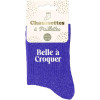photo-Chaussettes - Femme - Bleu avec paillettes - Belle à croquer - Taille 36/42 - Humour - Cadeau