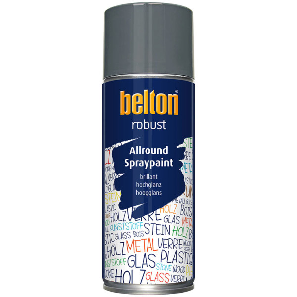 photo-Bombe de peinture - Gris graphite - RAL 7024 - Brillante - Couvrant et résistant - Belton - Robust - 400ml