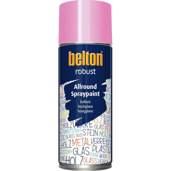 photo-Bombe de peinture - Rose pastel - Brillant - Couvrant et résistant - Belton - Robust - 400ml