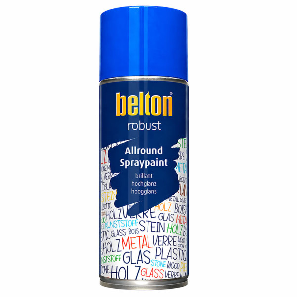 photo-Bombe de peinture - Bleu gentiane - RAL 5010 - Brillant - Couvrant et résistant - Belton - Robust - 400ml