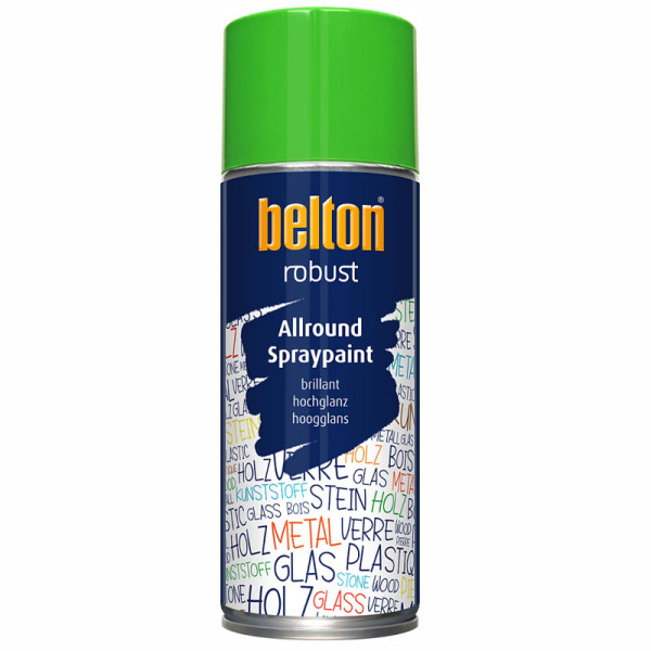 photo-Bombe de peinture - Vert pomme - Brillant - Couvrant et résistant - Belton - Robust - 400ml