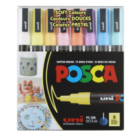 photo-Feutres - POSCA - PC-3M - Pointe ronde fine - 8 couleurs pastel - Tous supports