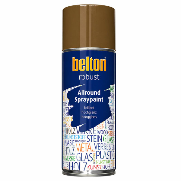 photo-Bombe de peinture - Brun vert - RAL 8001 - Brillant - Couvrant et résistant - Belton - Robust - 400ml