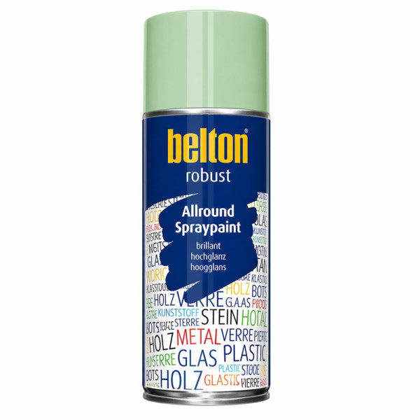 photo-Bombe de peinture - Vert menthe - Brillant - Couvrant et résistant - Belton - Robust - 400ml