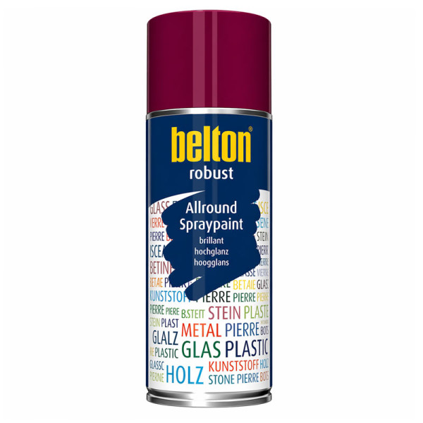 photo-Bombe de peinture - Rouge bordeaux - Brillant - Couvrant et résistant - Belton - Robust - 400ml