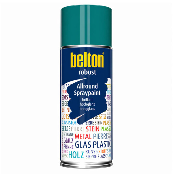 photo-Bombe de peinture - Vert Caraïbes - Brillant - Couvrant et résistant - Belton - Robust - 400ml