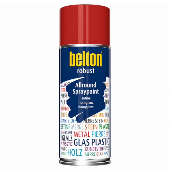 photo-Bombe de peinture - Rouge feu - RAL 3000 - Satiné - Couvrant et résistant - Belton - Robust - 400ml