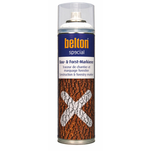 photo-Bombe de peinture - Marquage - Blanc - Chantiers, forêts, sols - Belton Special - 500ml