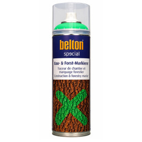 photo-Bombe de peinture - Marquage - Vert néon - Chantiers, forêts, sols - Belton Special - 500ml