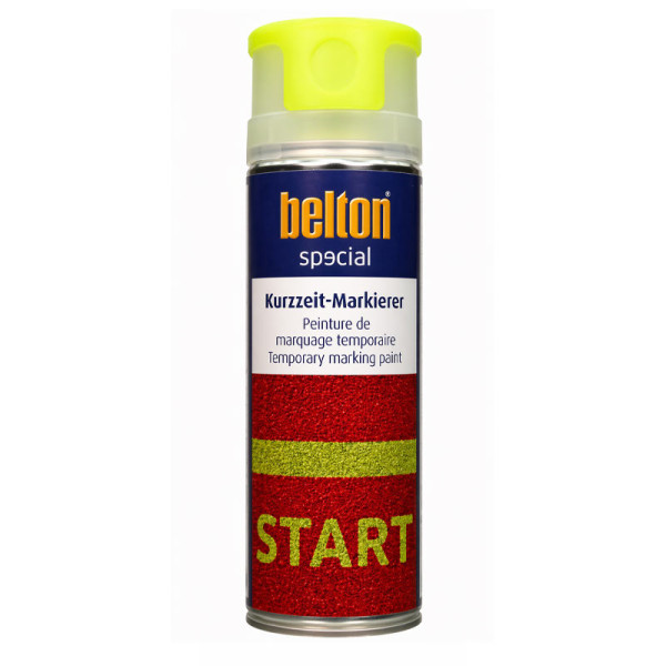 photo-Bombe de peinture - Marquage temporaire - Chantier - Jaune néon - Valve 360° - Belton - 500ml