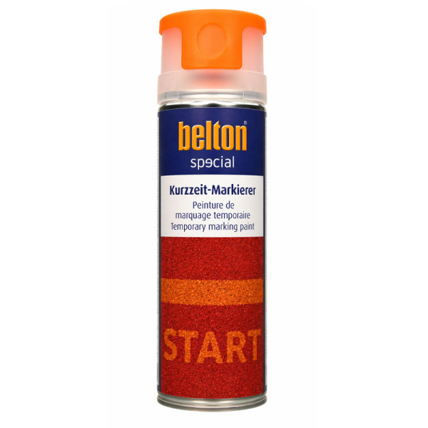 photo-Bombe de peinture - Marquage temporaire - Chantier - Orange néon - Valve 360° - Belton - 500ml