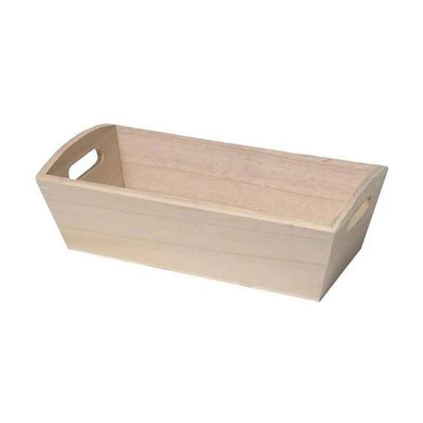 photo-Corbeille en bois - A décorer et personnaliser - 28x9x14cm - Loisirs créatifs
