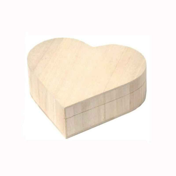 Boîte cœur en bois - A décorer et personnaliser - 17x16x6cm - Loisirs créatifs